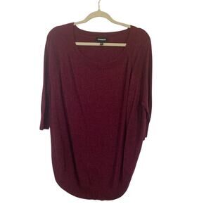 Express maroon 3/4 sleeve oversized sweater size M cabincore holiday cozy baggy